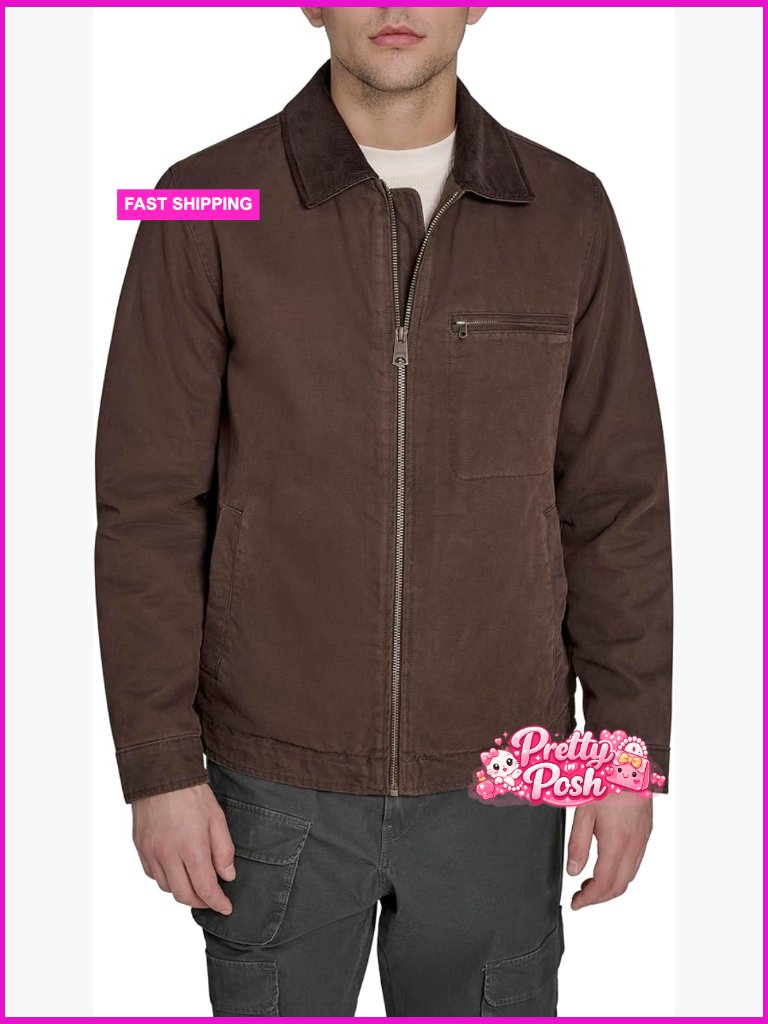 Cotton Depot Jacket With Corduroy Collar Lightweight Aviator Bomber